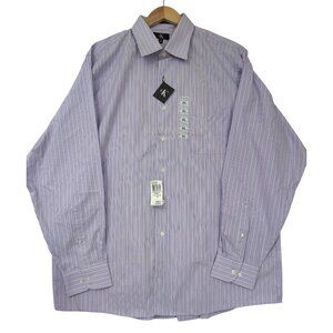 Calvin Klein Shirt Mens XL Purple‎ Stripe Button Up Long Sleeve Business Casual
